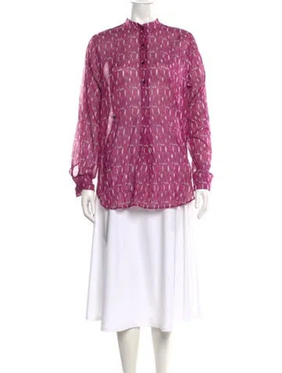 Pre-owned Dior Printed Long Sleeve Blouse In Pink
