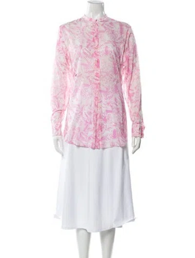 Pre-owned Dior Printed Long Sleeve Button-up Top In Pink