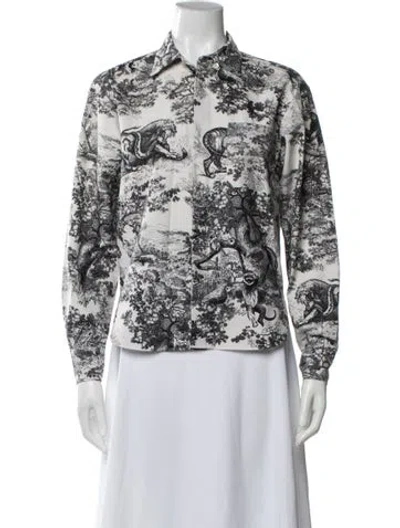 Pre-owned Dior Printed Long Sleeve Top In Blue