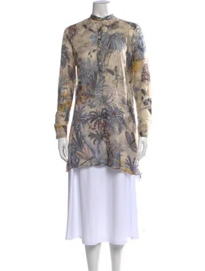 Pre-owned Dior Printed Long Sleeve Tunic In Neutral