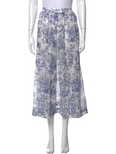 Pre-owned Dior Printed Midi Length Skirt In Blue/white