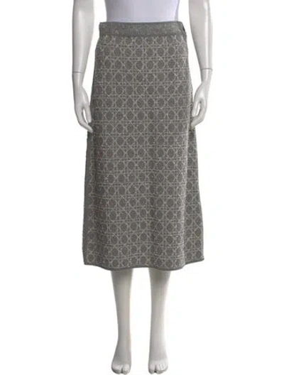 Pre-owned Dior Printed Midi Length Skirt In Gray