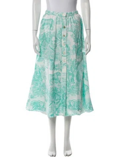 Pre-owned Dior Printed Midi Length Skirt In Green