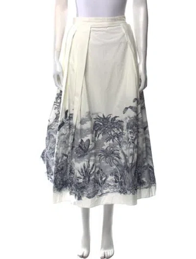 Pre-owned Dior Printed Midi Length Skirt In White