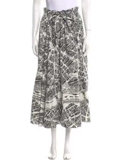 Pre-owned Dior Printed Midi Length Skirt In White