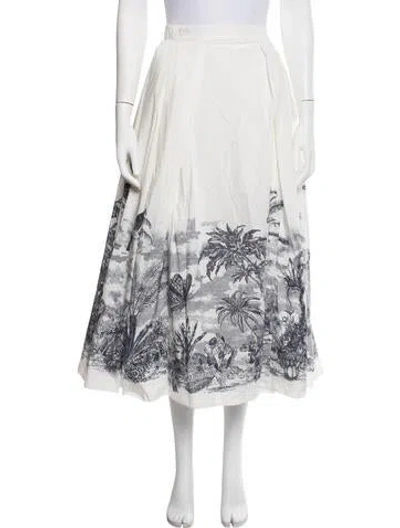 Pre-owned Dior Printed Midi Length Skirt In White