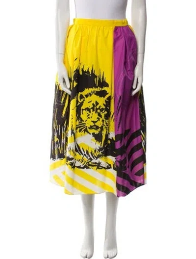 Pre-owned Dior Printed Midi Length Skirt In Yellow