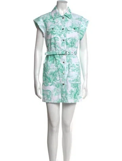 Pre-owned Dior Printed Mini Dress In Blue