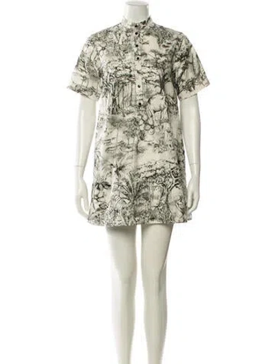 Pre-owned Dior Printed Mini Dress In Blue