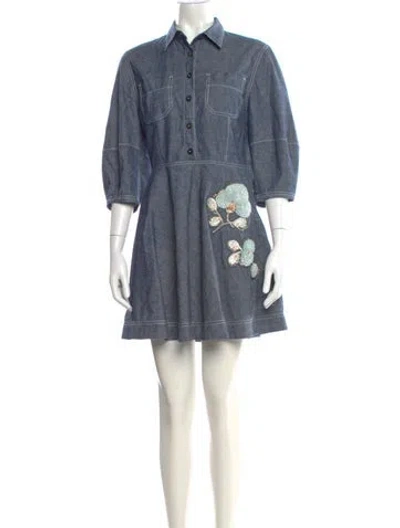 Pre-owned Dior Printed Mini Dress In Blue