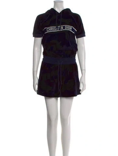 Pre-owned Dior Printed Mini Dress In Blue