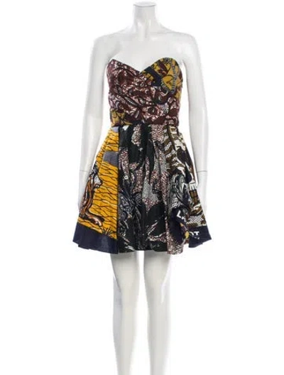 Pre-owned Dior Printed Mini Dress In Blue