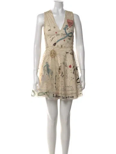 Pre-owned Dior Printed Mini Dress In Neutral