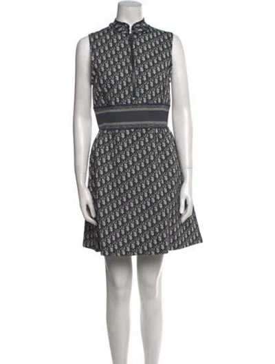 Pre-owned Dior Printed Mini Dress W/ Tags In Blue