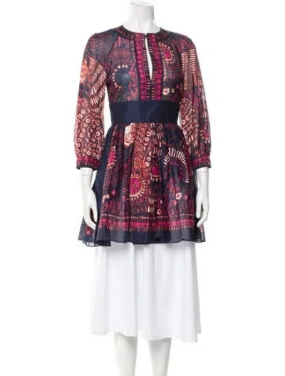 Pre-owned Dior Printed Mini Dress W/ Tags In Blue