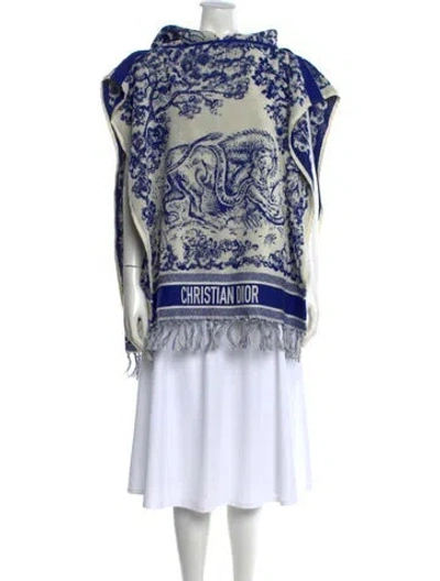 Pre-owned Dior Printed Mock Neck Sweater In Blue