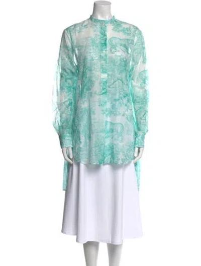 Pre-owned Dior Printed Mock Neck Tunic In Blue