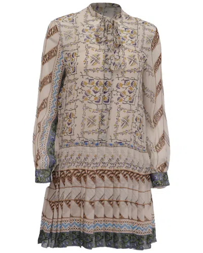 Pre-owned Dior Printed Pleated Mini Dress, Size It 40 (authentic Pre-loved)