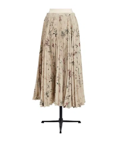Dior Printed Pleated Skirt In Nude