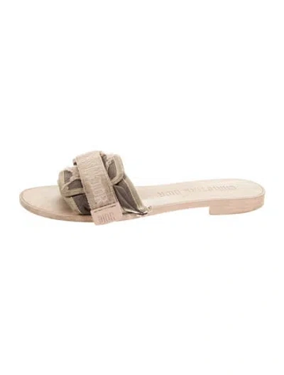 Pre-owned Dior Printed Raw-edge Trim Slides In Neutral