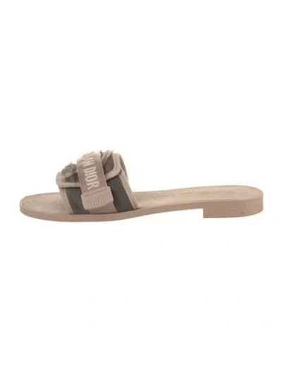 Pre-owned Dior Printed Raw-edge Trim Slides In Neutral