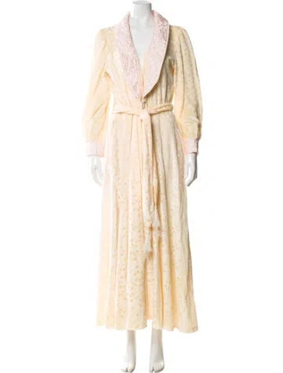 Pre-owned Dior Printed Ruffle Embellishment Robe In Neutral