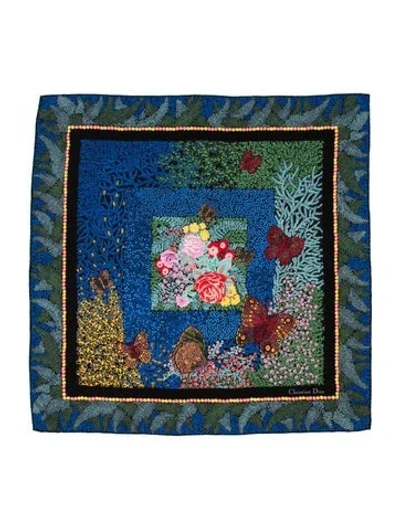 Pre-owned Dior Printed Scarf In Blue