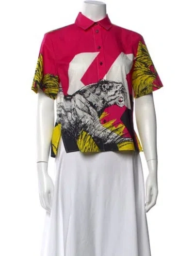 Pre-owned Dior Printed Short Sleeve Button-up Top In Multi