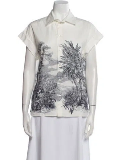 Pre-owned Dior Printed Short Sleeve Button-up Top In Neutral