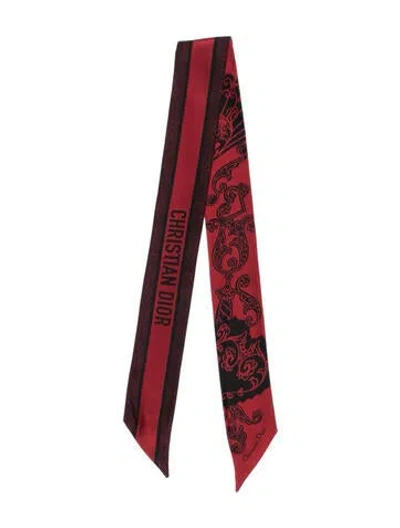 Pre-owned Dior Printed Silk Headband In Black/red
