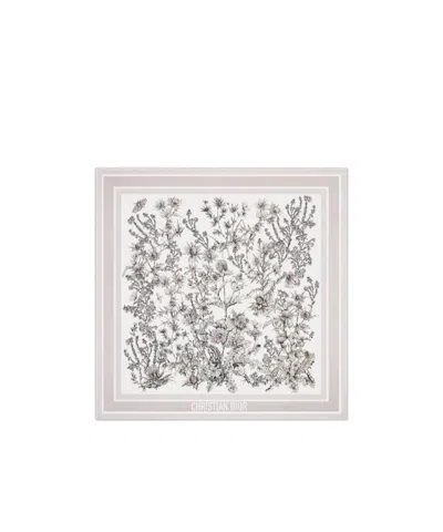Dior Printed Silk Scarf In White