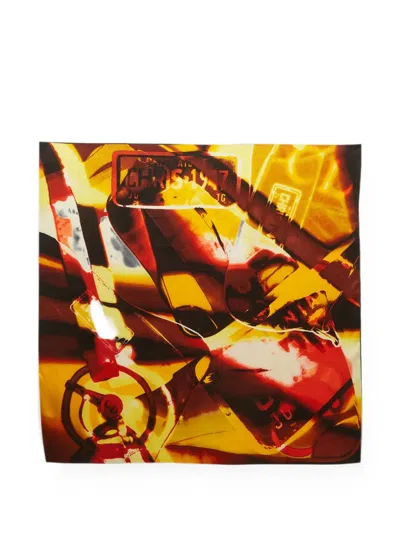 Pre-owned Dior Printed Silk Scarf In Yellow
