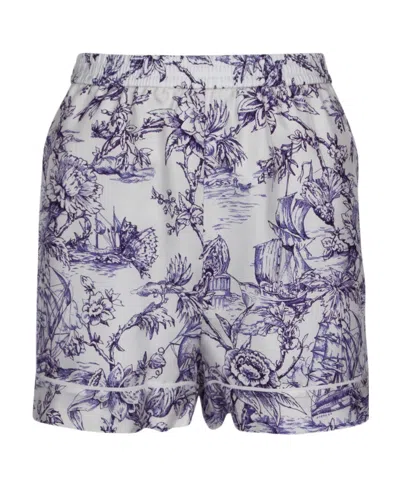 Dior Printed Silk Shorts In Gray