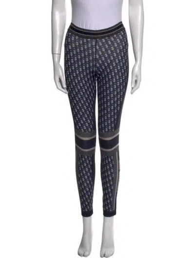 Pre-owned Dior Printed Skinny Leg Pants In Blue