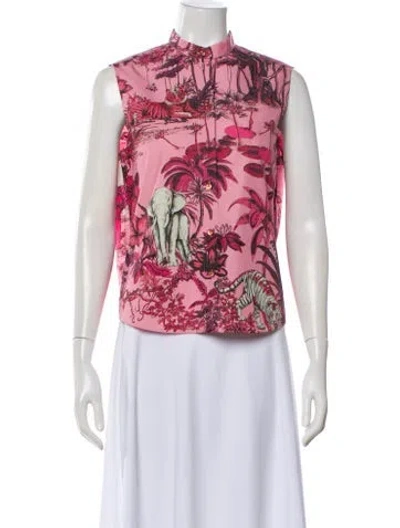 Pre-owned Dior Printed Sleeveless Top In Pink