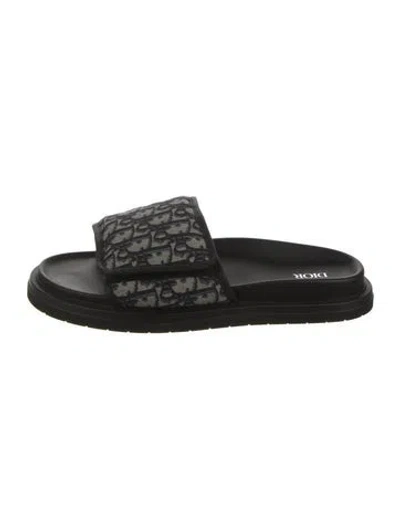 Pre-owned Dior Printed Slides In Black