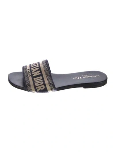 Pre-owned Dior Printed Slides In Black