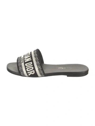 Pre-owned Dior Printed Slides In Black