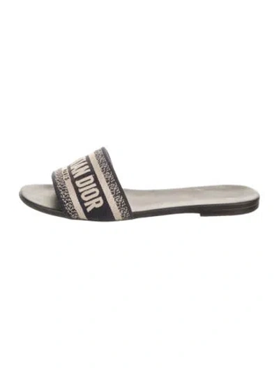 Pre-owned Dior Printed Slides In Black