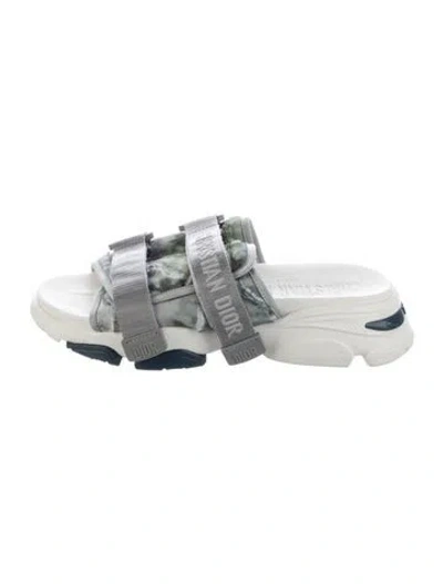 Pre-owned Dior Printed Slides In Blue