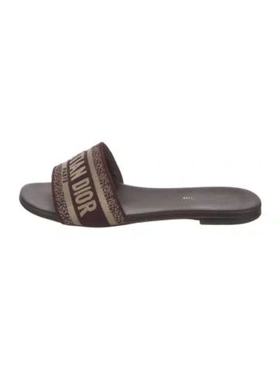 Pre-owned Dior Printed Slides In Burgundy