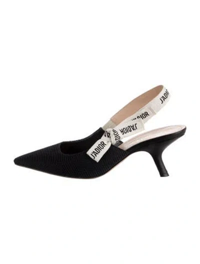 Pre-owned Dior Printed Slingback Pumps In Black