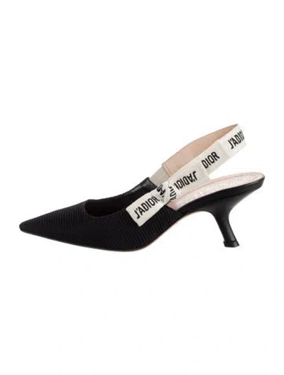 Pre-owned Dior Printed Slingback Pumps In Black