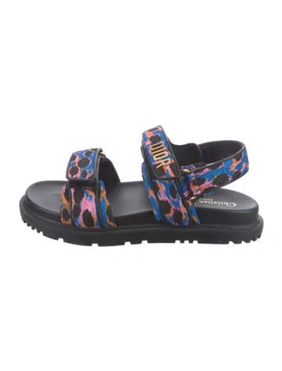 Pre-owned Dior Printed Slingback Sandals In Black