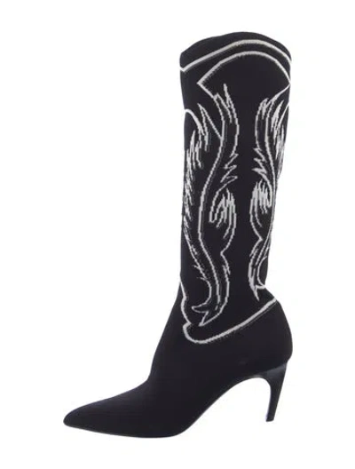Pre-owned Dior Printed Sock Boots In Black