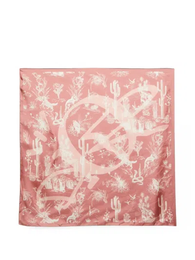 Pre-owned Dior Printed Square Scarf In Pink