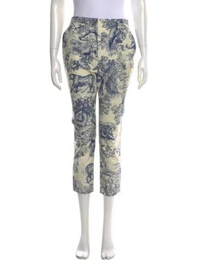 Pre-owned Dior Printed Straight Leg Pants In Blue