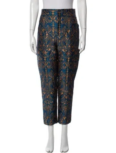 Pre-owned Dior Printed Straight Leg Pants In Blue