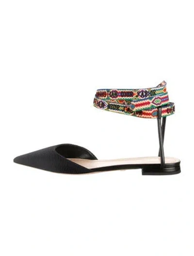 Pre-owned Dior Printed Tassel Accents Mules In Black