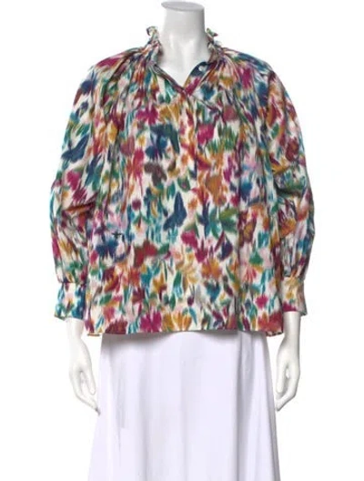 Pre-owned Dior Printed V-neck Blouse In Multicolor